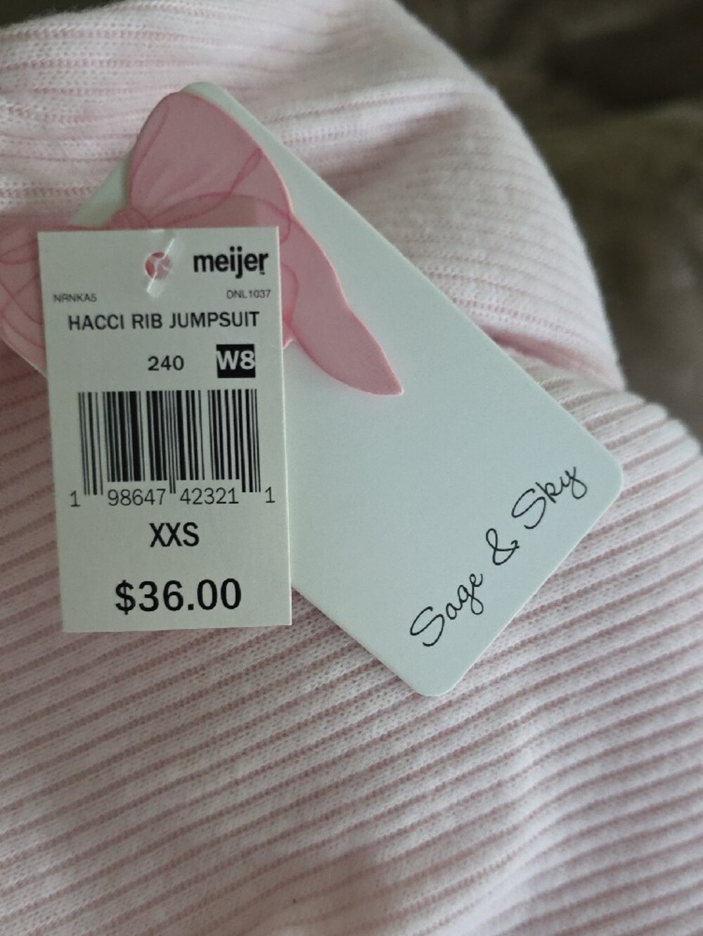 Light Pink Ribbed Cotton Jumpsuit - Picture 5 of 5